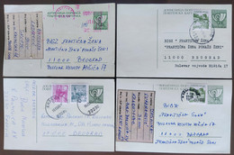 Yugoslavia 4 Travelled Postal Cards - Lettres & Documents