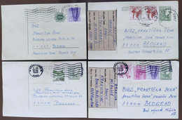 Yugoslavia 4 Travelled Postal Cards - Lettres & Documents