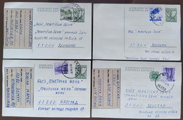 Yugoslavia 4 Travelled Postal Cards - Brieven En Documenten