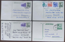 Yugoslavia 4 Travelled Postal Cards - Covers & Documents