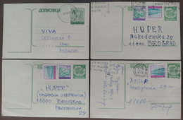 Yugoslavia 4 Travelled Postal Cards - Covers & Documents