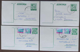 Yugoslavia 4 Travelled Postal Cards - Covers & Documents