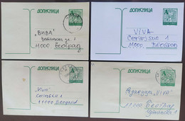 Yugoslavia 4 Travelled Postal Cards - Covers & Documents