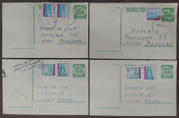 Yugoslavia 4 Travelled Postal Cards - Lettres & Documents