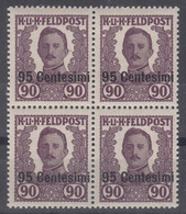 Austria Feldpost Occupation Of Italy 1918 Mi#XIII Mint Never Hinged Piece Of 4 - Unused Stamps