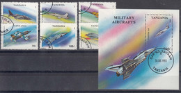 Tanzania 1993 Figting Jets Used Stamps And Block - Tanzanie (1964-...)