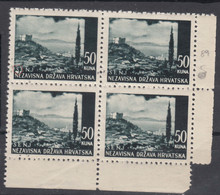 Croatia NDH 1941 Mi#64 Piece Of 4 With Error On Left Up Stamp, Position 89, Mint Never Hinged - Croacia