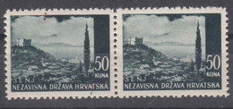 Croatia NDH 1941 Mi#64 Pair With 2 Errors On Left Stamp, Mint Never Hinged - Croatia