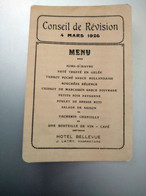 Conseil De Révision 4 Mars 1926 Menu à L'hôtel Bellevue à Gex J. LATRY Propriétaire - Documents