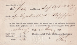 BADEN 1853 DOCUMENT POSTAL - Storia Postale