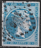 GREECE 1862-67 Large Hermes Head Consecutive Athens Prints 20 L Sky Blue Vl. 32 A / H 19 A - Gebruikt