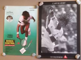 AFFICHE - LOT 2 AFFICHES YANNICK NOAH SPORT TENNIS RAQUETTE PUBLICITE LE COQ SPORTIF SHOCK-CONTROL - ENFANTS DE LA TERRE - Sonstige & Ohne Zuordnung