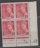FR Coins Datés YT 412 " Mercure 30c. Rouge " Neuf** Du 24.1.40 - 1930-1939