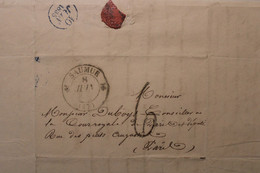 France 1835 Marque SAUMUR Maine Et Loire 47 Cover Précurseur T12 Taxe 6 Préphilatélie Conseiller Cour Royale - 1801-1848: Precursori XIX