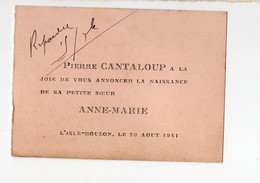 L'Isle-Bouzon (32Gers) Faire Part De Naissance  CANTALOUP   1941 (PPP35382) - Nacimiento & Bautizo