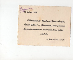 Lyon (69 Rhône) Faire Part Naissance   AUGIER  1945 (PPP35384) - Nacimiento & Bautizo