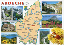 Carte Géographique - 07 ARDECHE - Pont D'Arc, Mont Gerbier De Jonc, Châtaigne, Ray-Pic, Lac D'Issarlès, Blason - Landkarten
