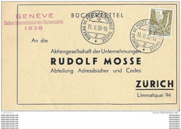 122 - 48 - Enveloppe Avec Oblit Spécialel "Genève Salon International De L'automobile 1938" - Postmark Collection