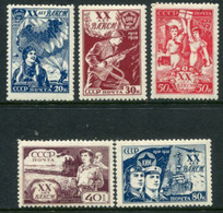 SOVIET UNION 1938 20th Anniversaru Of Communist Youth (Komsomol)  LHM / *.  Michel 652-56 - Nuevos