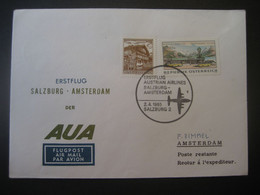 Österreich 1965- Erst-Flug-Beleg Mit AUA Gelaufen Von Salzburg Nach Amsterdam - Premiers Vols