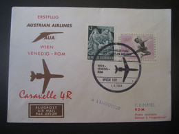 Österreich 1964- Erst-Flug-Beleg Mit AUA Gelaufen Von Wien Nach Rom - Primeros Vuelos AUA