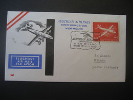 Österreich 1960- Erst-Flug-Beleg Mit AUA Gelaufen Von Wien Nach Mailand - Premiers Vols