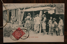 CPA Ak 1900's Chinese Street Scene Shanghai China 2 Cents Red Dragon Chinese Imperial Postage - China