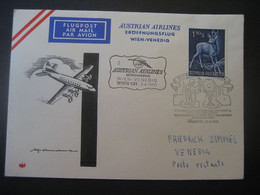 Österreich 1960- Erst-Flug-Beleg Mit AUA Gelaufen Von Wien Nach Venedig - Premiers Vols