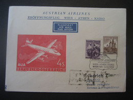 Österreich 1959- Erst-Flug-Beleg Mit AUA Gelaufen Von Wien Nach Kairo - Primeros Vuelos AUA