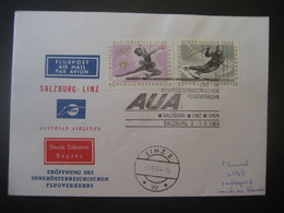 Österreich 1964- Erst-Flug-Beleg Mit AUA Gelaufen Von Salzburg Nach Linz - Primi Voli