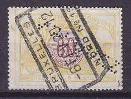 Belgium Perfin Perforé Lochung 'WAUQUEZ' Chemin De Fer Timbre DELUXE Cancel BRUXELLES NORD No. 1 1912 (2 Scans) - 1909-34