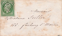 5 C Vert N° 12 S Enveloppe Signée Cérès TB. - 1853-1860 Napoléon III