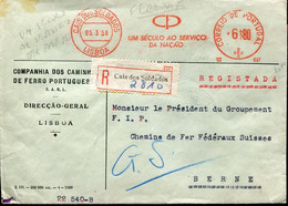 69484 Portugal,  Red Meter Freistempel 1959 Lisboa Registered ,  Companhia Dos Caminos De Ferro Portugues - Poststempel - Freistempel