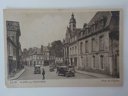 1945 CP St Pol -sur-Ternoise L.L. 30 Place De L' Eglise Automobiles Anciennes Commerces Cordonnier - Saint Pol Sur Ternoise