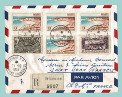 1955. Enveloppe Affranchie Lettre Recommandée Par AVION De CAYENNE, GUYANE FRANÇAISE à 17 St JEAN D'ANGÉLY - Lettres & Documents