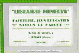 BUVARD :Librairie MINERVA Papiers Stylos De Marque REIMS - Papeterie