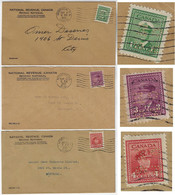 Canada 1946 / 1949 3 National Revenue Cover With Perfin OH/MS By On Her/His Majesty 's Service 1 3 And 4 Cents - Perfins