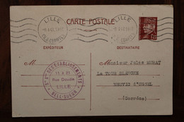 France 1941 Neuvic D'Ussel Petain Entier Carte Postale Cover Ww2 Voyagée Flamme Oblit. Mécanique Type - Cartes Postales Types Et TSC (avant 1995)