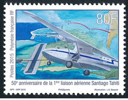 French Polynesie 2015 -1ère Liaison Aérienne Santiago-Tahiti Mnh** - Ungebraucht