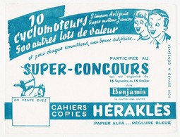 Buvard 20.2 X 15.4 Cahiers Copies HERAKLES  Super Concours Dans Benjamin Journal Des Jeunes  Cyclomoteurs à Gagner - Papeterie