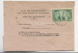 FRANCE  N° 303 SEUL  AVIS DE RECEPTION ROUBAIX 1935 AU TARIF - 1921-1960: Periodo Moderno