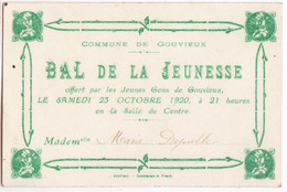 Euh-  60 Oise   Carton De Bal  COMMUNE De GOUVIEUX - Gouvieux