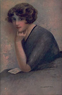 MONESTIER SIGNED 1910s POSTCARD - WOMAN - SERIE 872 (2689/2) - Monestier, C.