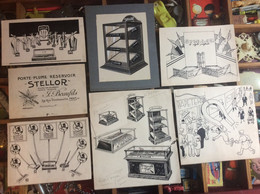 Original Et Rare Lot Maquettes Carton D’imprimerie Stylo Plume Or STELLOR Années 20 Ou 30 - Andere