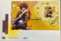 IRELAND 2002, FDC COVER  BLOCK ,MINIATURE SHEET,PHILL LYNOTT ON COVER,ROCK MUSIC - Storia Postale