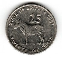 Erythrée Eritrea : 25 Cents 1997 : Zèbre - Erythrée