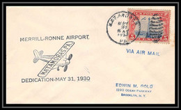0587 Lettre USA Aviation Premier Vol Airmail Cover First Flight Aeroplane 1930 Merrill Ronne Airport Matamoras - Cartas