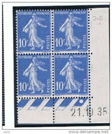 Semeuse 10c Bleu Yvert 279, M De J+M Du 21-10-35, **/* - 1930-1939