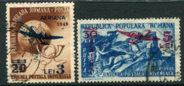 ROMANIA 1952 Currency Reform Surcharge On UPU. Airmail Used.  Michel 1365-66 - Usado