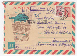 RUSSIA 1962 Helicopter Airmail Registered Stationery Cover From Leningrad To Germany Berlin Read #32150 - Lettres & Documents